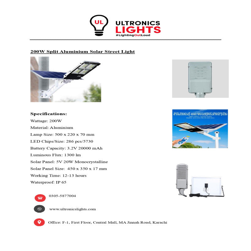 200W Split Aluminum Solar Street Light
